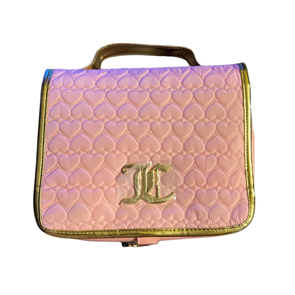 Juicy Couture Pink Heart Quilted Hanging Cosmetic Bag